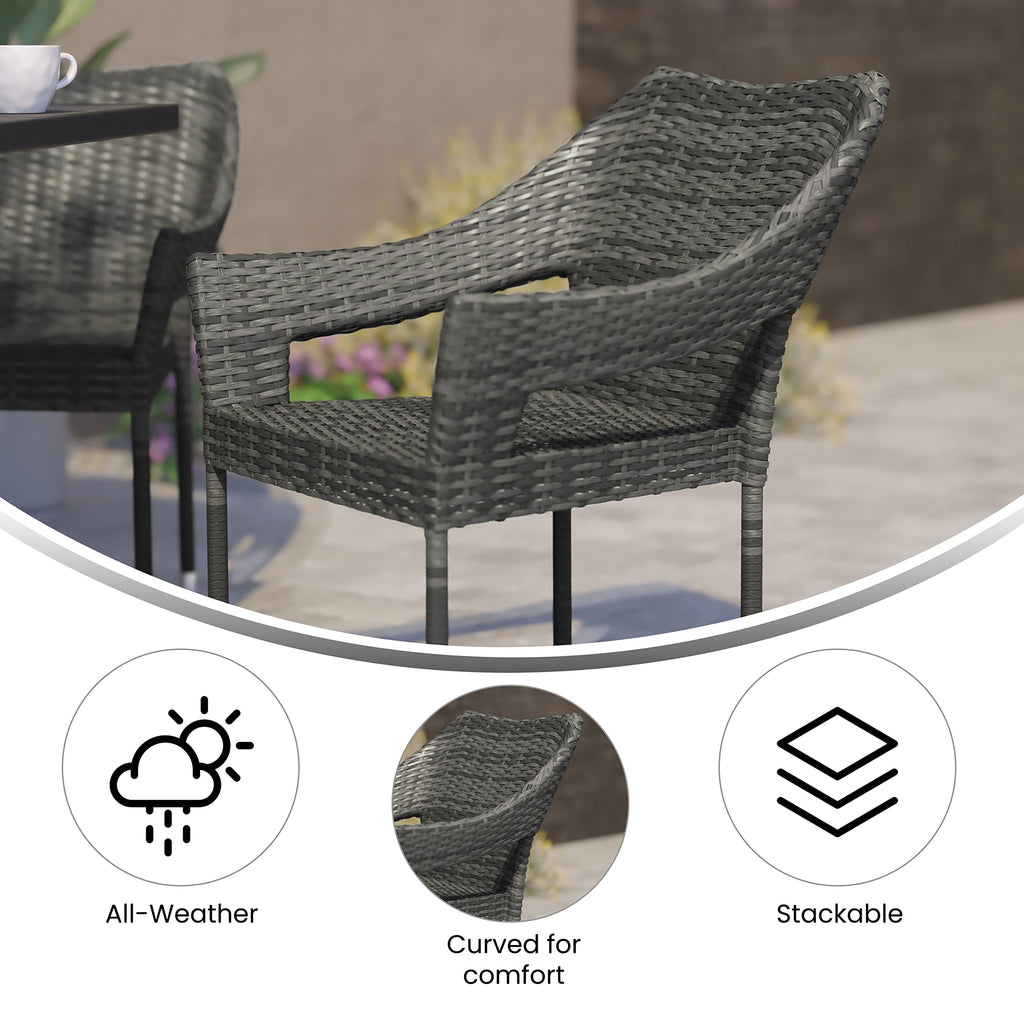 Gray PE Rattan Patio Dining Chair 2-Pack D882460