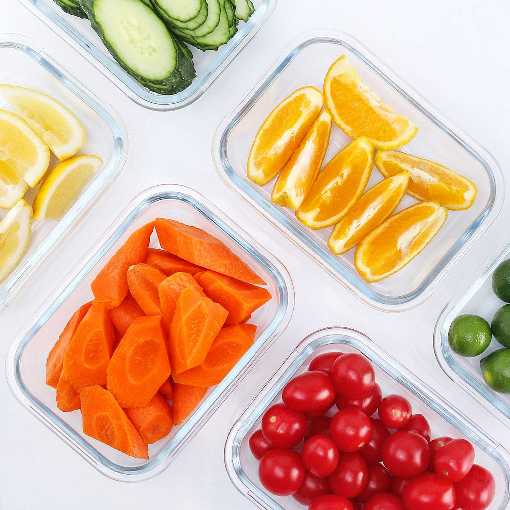 10 Pack 22 oz Glass Food Storage Containers with Lids R625
