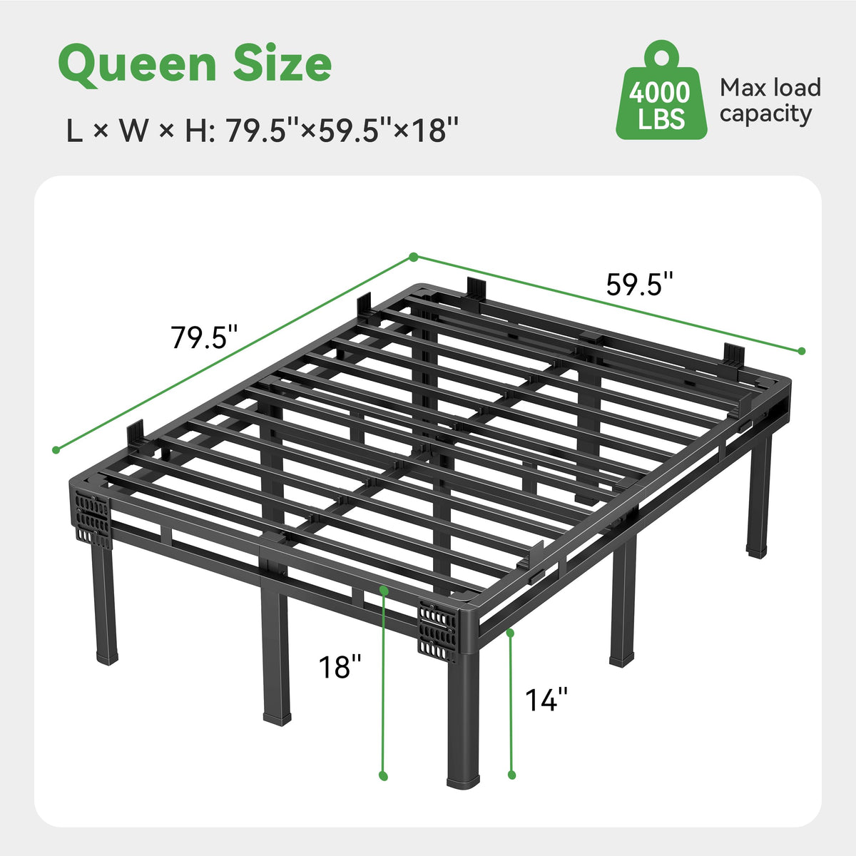 Queen 18 inch Metal Bed Frame T3865