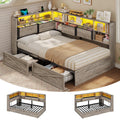 Twin Corner Bed Daybed with 6 Storage Drawers Grey D368