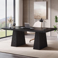 63-Inch Black Executive Desk with Double Pedestal V14961