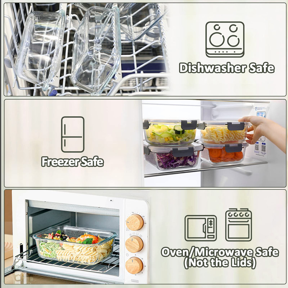 10 Pack 22 oz Glass Food Storage Containers with Lids R625