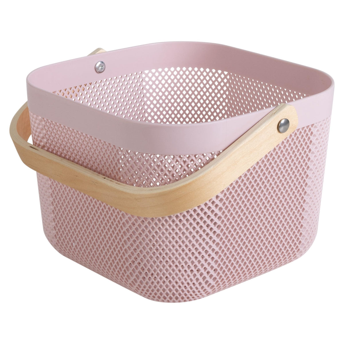 Small Mesh Storage Basket with Wooden Handle G315