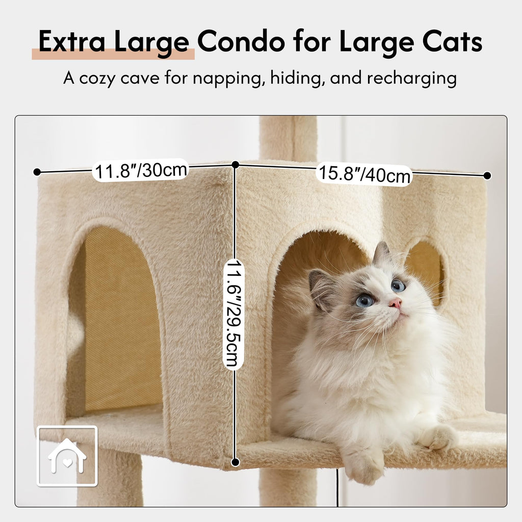 Beige Cat Tree with Hammock and Bed O8439