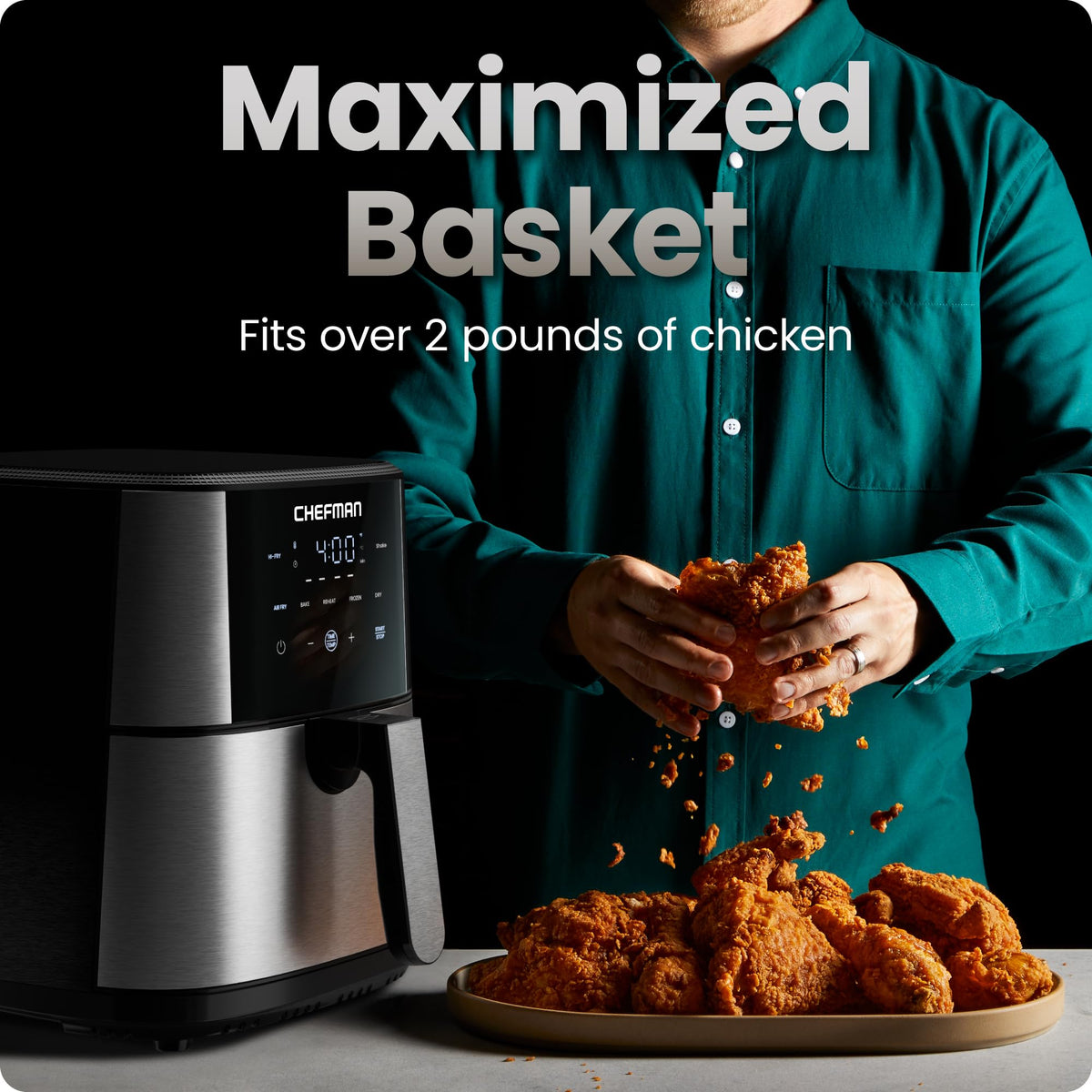 6 Qt 5-in-1 Nonstick Stainless Steel Air Fryer P213