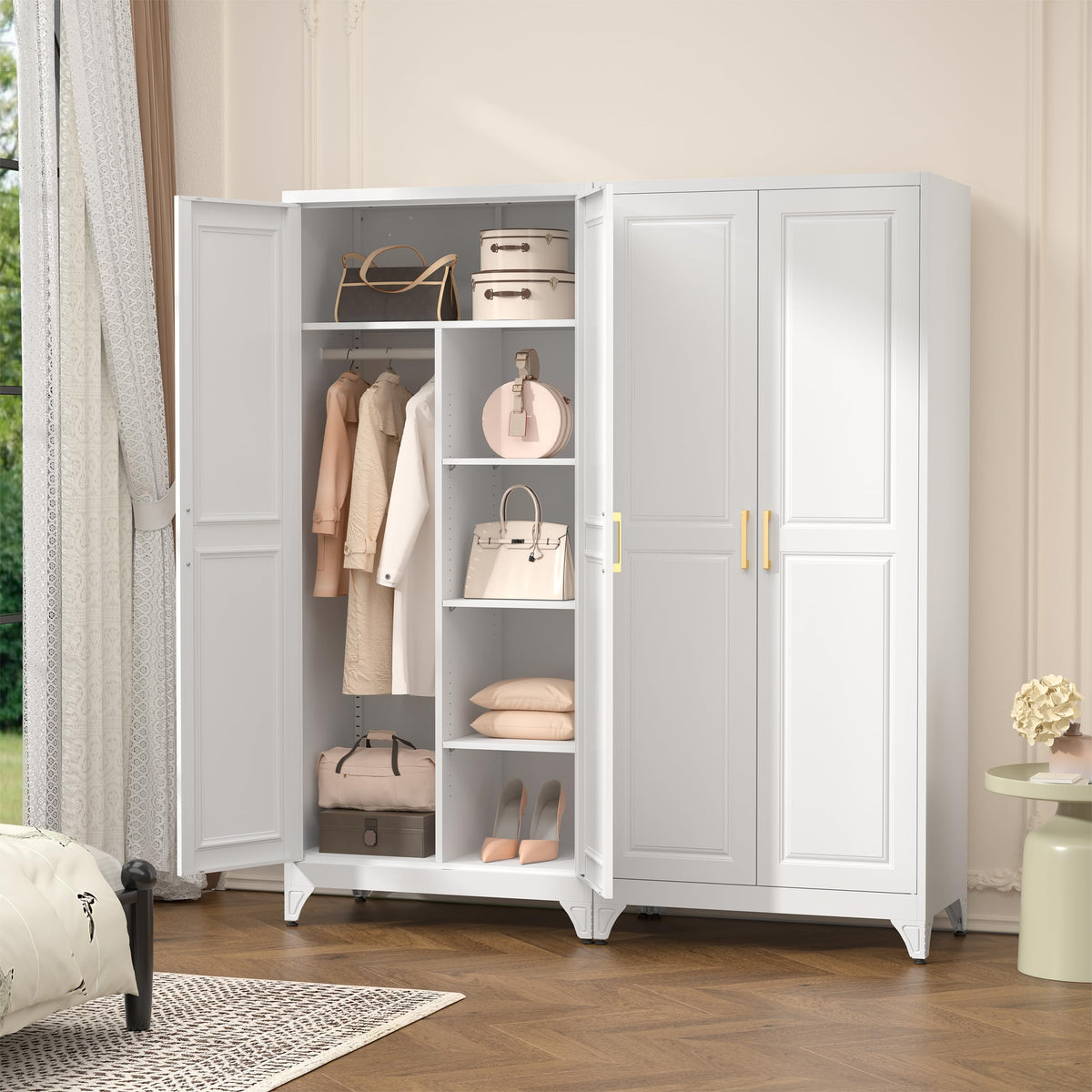 Metal Armoire Wardrobe Closet with 2 Doors L333826
