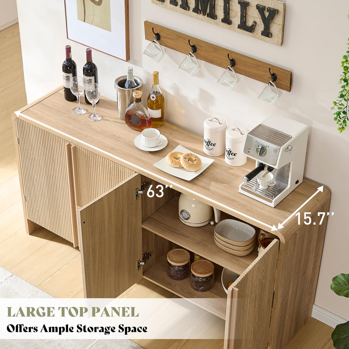 63" Modern Fluted TV Stand with Storage D204
