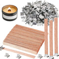 100 pcs 6 inch Wooden Candle Wicks with Metal Base Clip X254