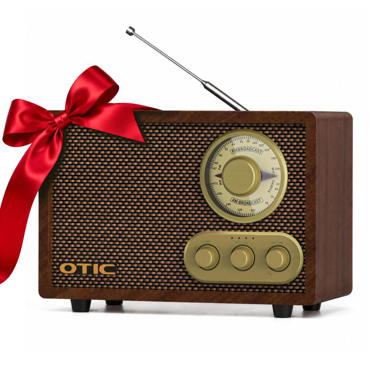Vintage Wood AM/FM Bluetooth Radio with Speakers H516238