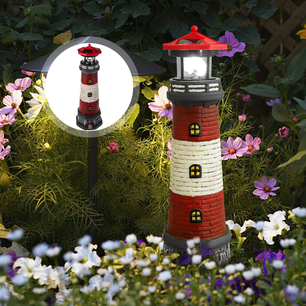Solar Lighthouse Statue with Solar Light Waterproof Outdoor Decor Z831504