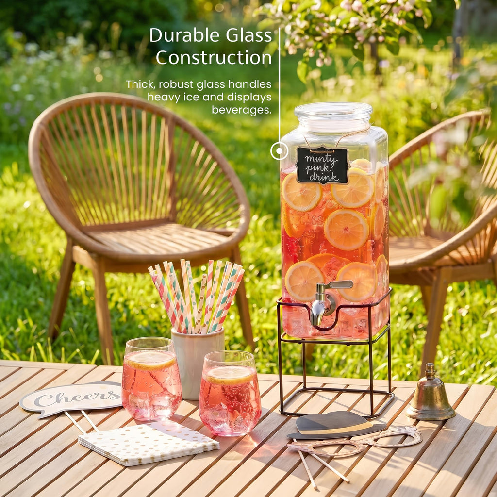Glass Drink Dispenser with Stand 1 Gallon C181