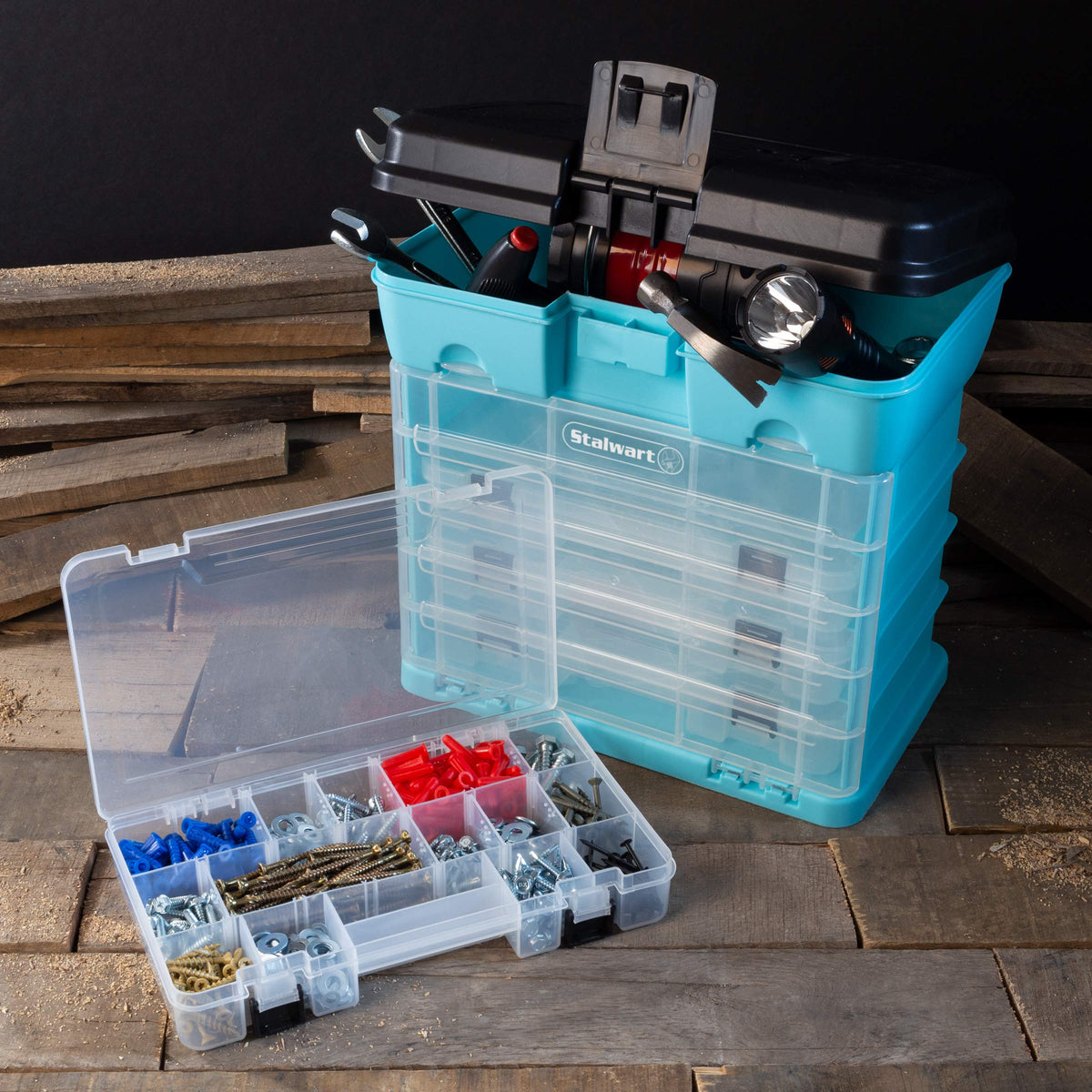 Light Blue Small Parts Organizer Box B937