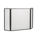 Metal Fireplace Screen 3 Panel Black E125579