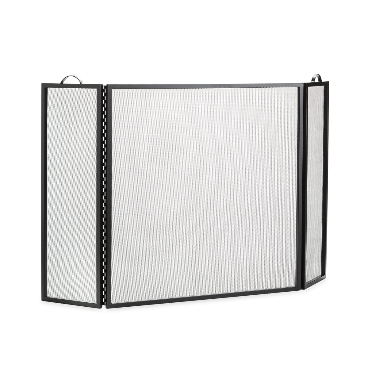 Metal Fireplace Screen 3 Panel Black E125579