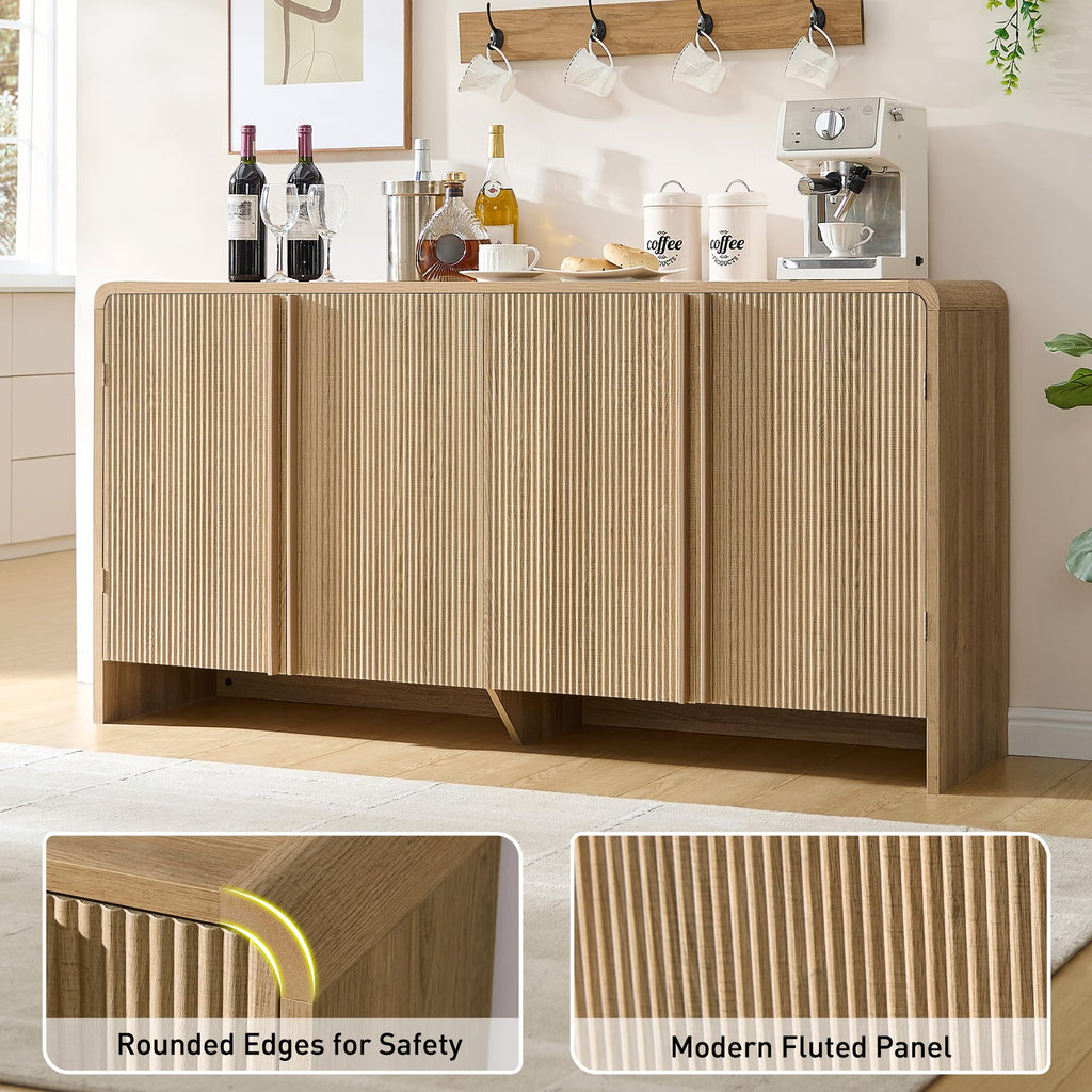 63" Modern Fluted TV Stand with Storage D204