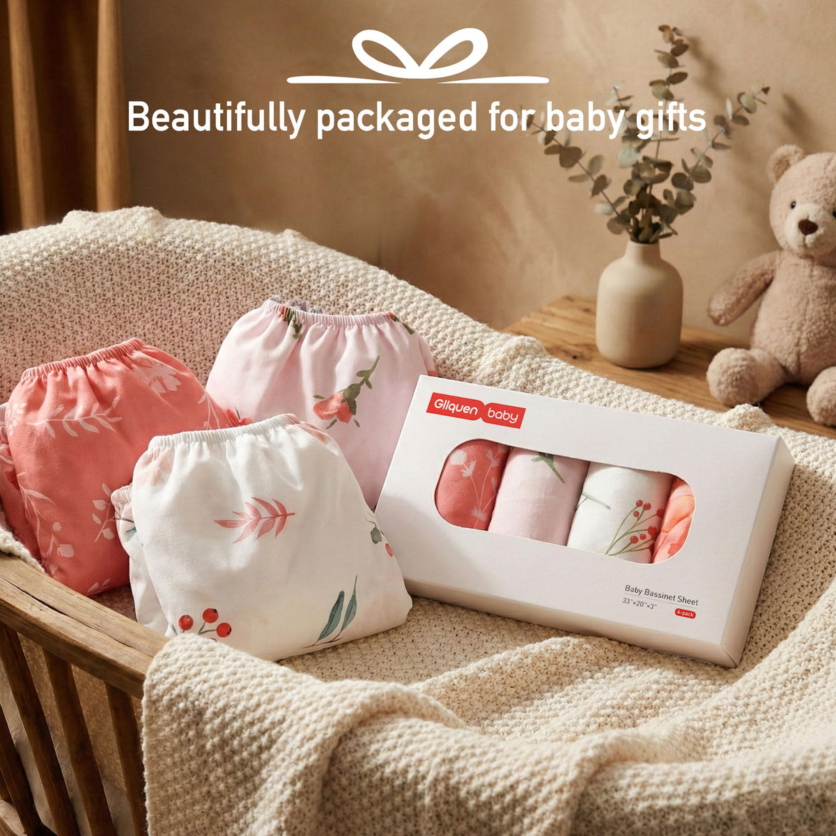 Baby Bedside Sleeper Bassinet Sheets 33x20 Inch 4 Pack N61161