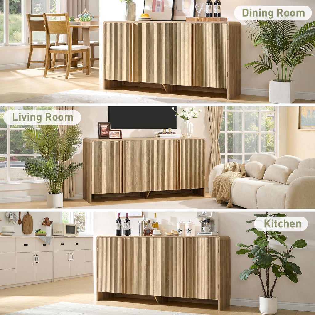 63" Modern Fluted TV Stand with Storage D204